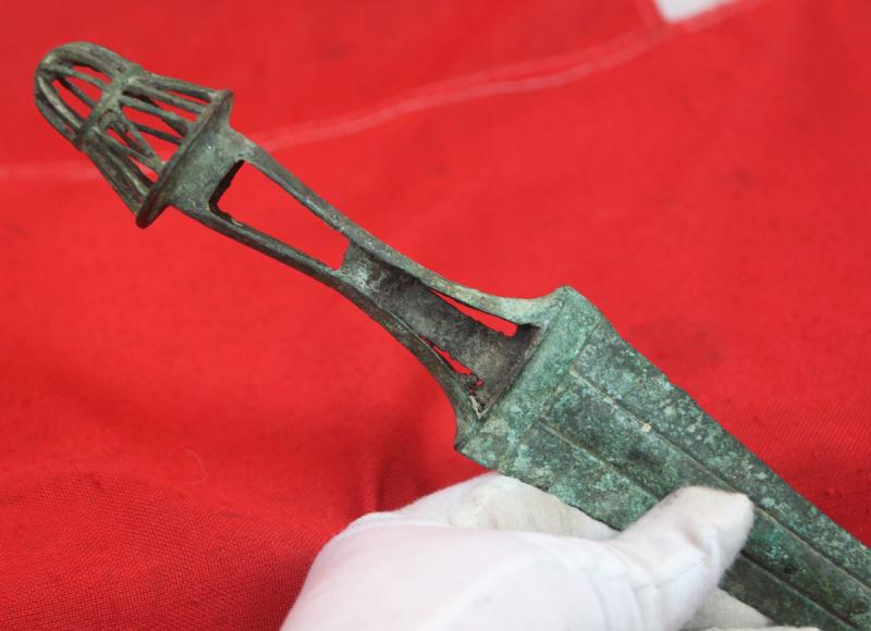 A Beautiful Matched Pair of An Ancient Bronze Sword and Dagger With Pierced Bird Cage Pommels. From The Era of the Ancient Greco-Persian Wars