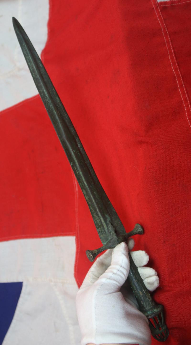 A Beautiful Matched Pair of An Ancient Bronze Sword and Dagger With Pierced Bird Cage Pommels. From The Era of the Ancient Greco-Persian Wars