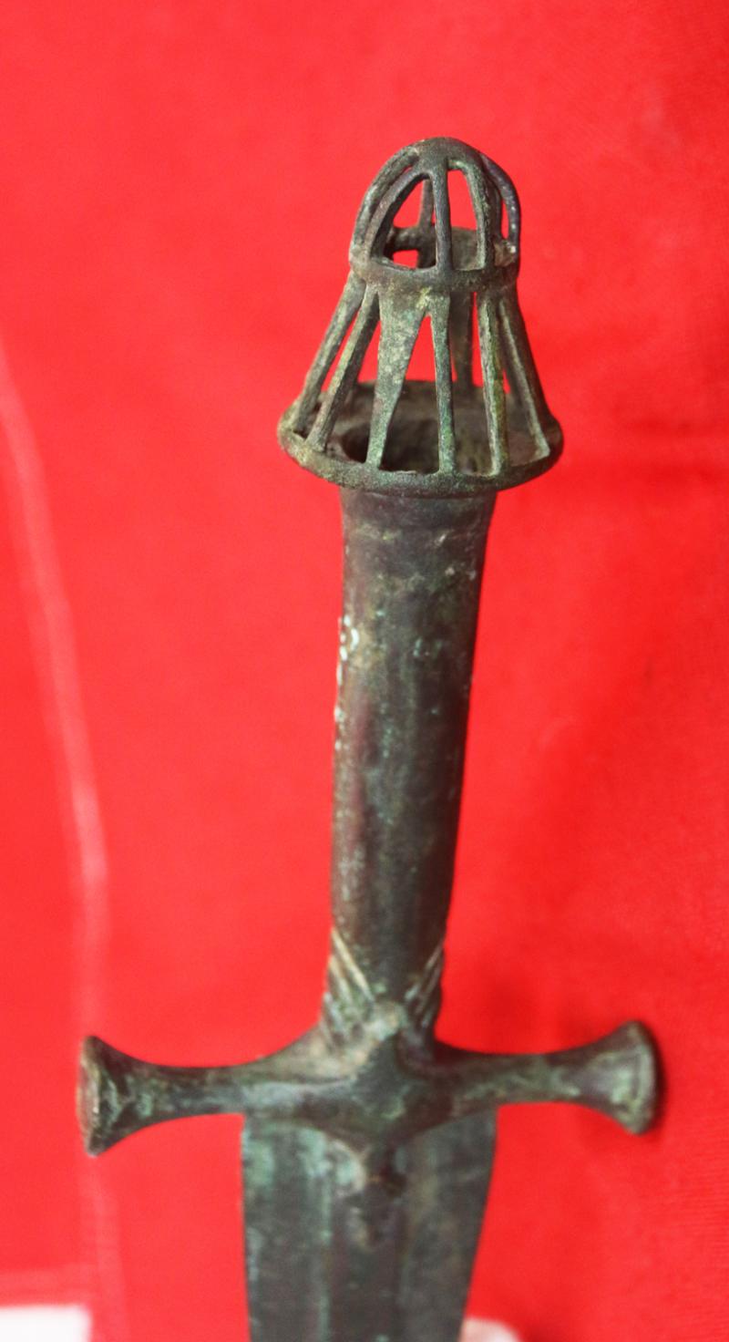 A Beautiful Matched Pair of An Ancient Bronze Sword and Dagger With Pierced Bird Cage Pommels. From The Era of the Ancient Greco-Persian Wars