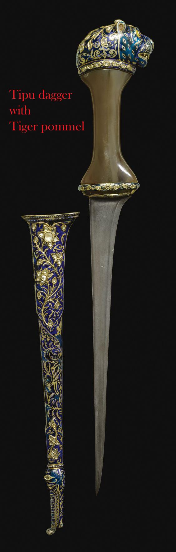 A Stunning, Indian Tiger Head, of 'Tipu Sultan' Form, Dagger's Pommel, The Tiger of Mysore, in Silver and Copper With Gem Stone Eyes