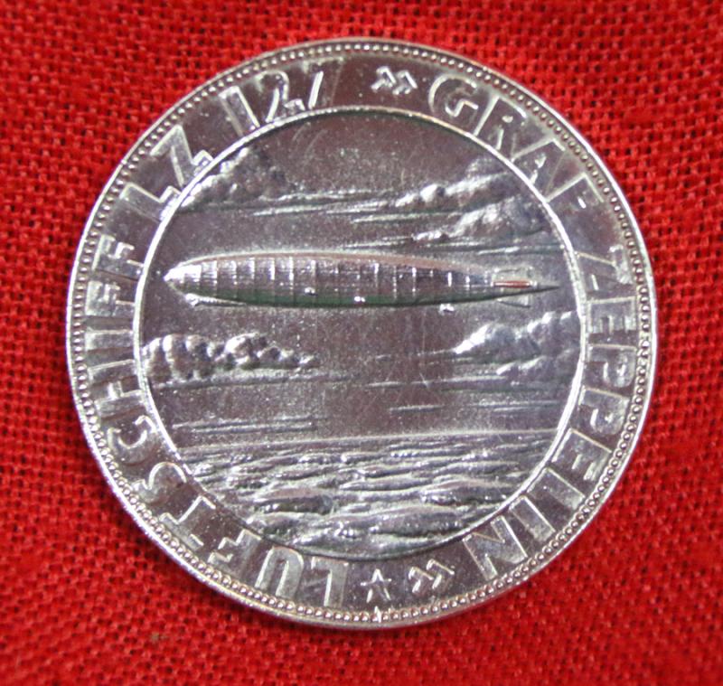 Solid Silver Hallmarked L.Z.127 Graf Zeppelin Airship Aerospace Medal 1928 Issue