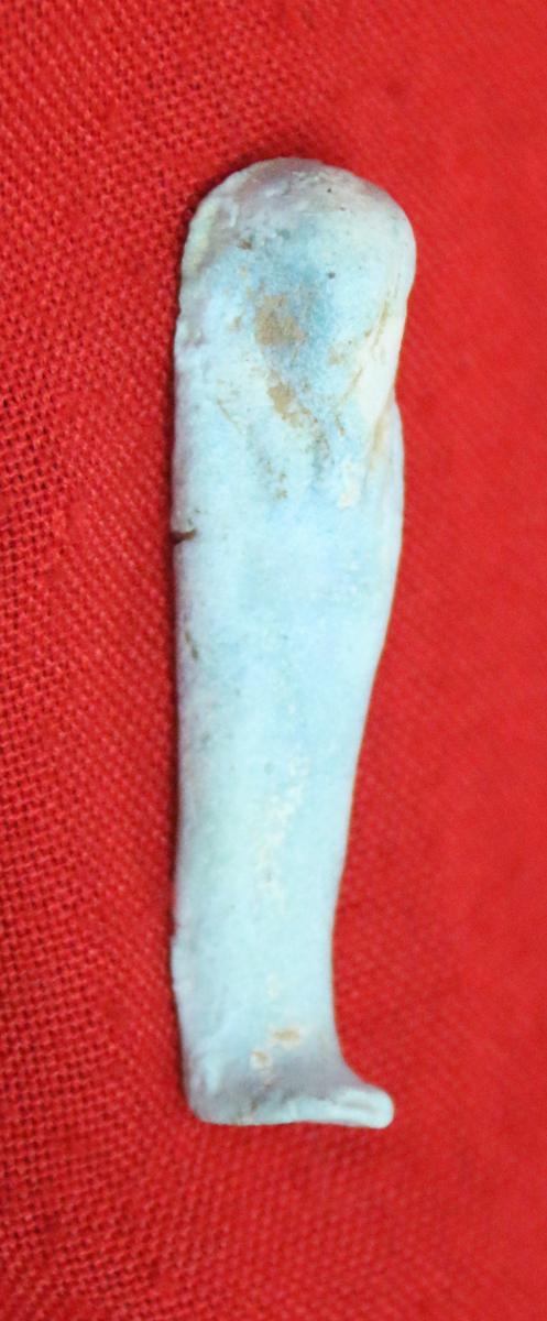 An Original Ancient Egyptian Shabti, The Afterlife Servant of The Mummy, Partial Blue-Glazed Faience 664 to 332 BC