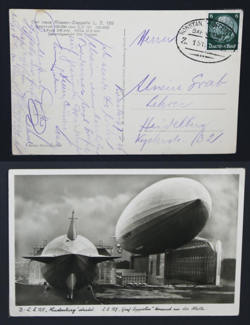 A Fabulous, Original, 1930's Airship Zeppelin Photograph & Photograph Airship {Luftpost} Mail Postcard Collection From The Hindenberg. All Are Original & Third Reich Period, In The Collectors Album