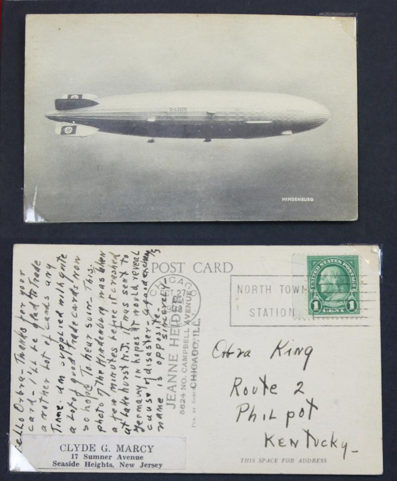 A Fabulous, Original, 1930's Airship Zeppelin Photograph & Photograph Airship {Luftpost} Mail Postcard Collection From The Hindenberg. All Are Original & Third Reich Period, In The Collectors Album