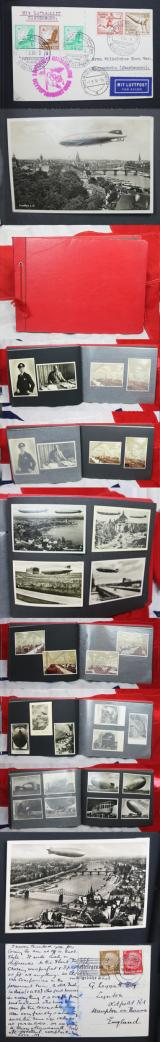 A Fabulous, Original, 1930's Airship Zeppelin Photograph & Photograph Airship {Luftpost} Mail Postcard Collection From The Hindenberg. All Are Original & Third Reich Period, In The Collectors Album