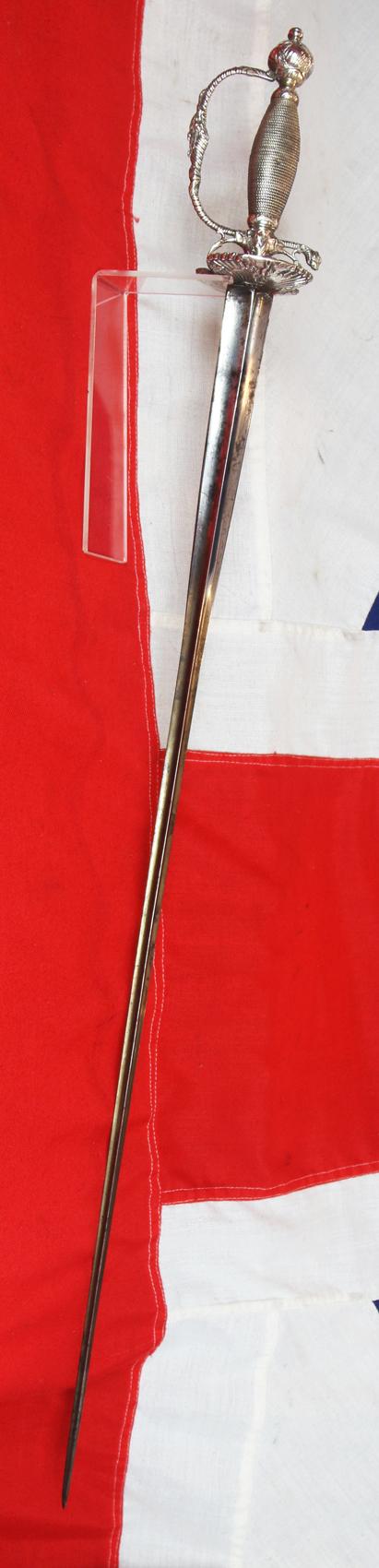 A Magnificent 18th Century Silver Hilted Small Sword, Dated 1758, with Colichmarde Blade. This Is One Of The Most Beautiful To Be Seen