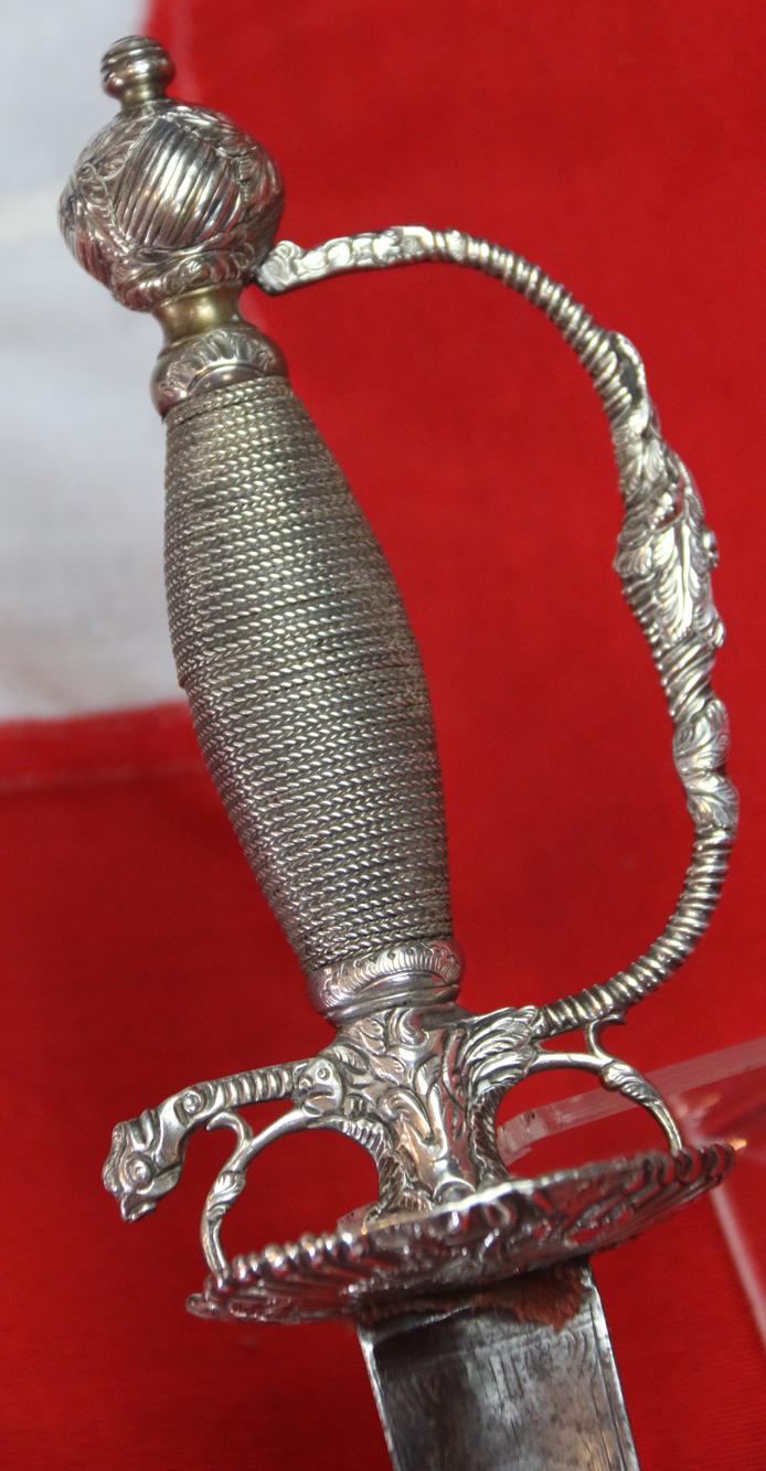 A Magnificent 18th Century Silver Hilted Small Sword, Dated 1758, with Colichmarde Blade. This Is One Of The Most Beautiful To Be Seen