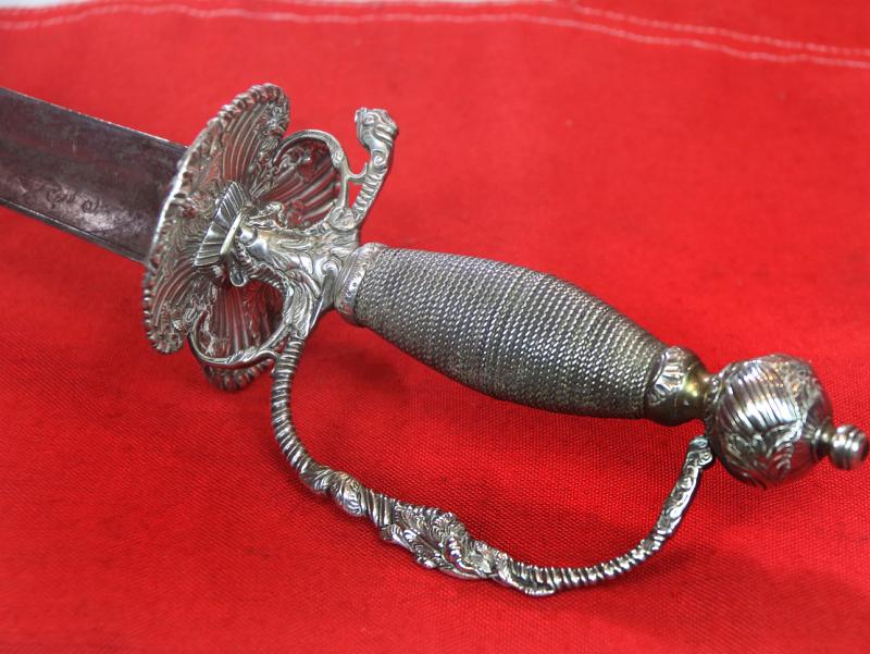 A Magnificent 18th Century Silver Hilted Small Sword, Dated 1758, with Colichmarde Blade. This Is One Of The Most Beautiful To Be Seen