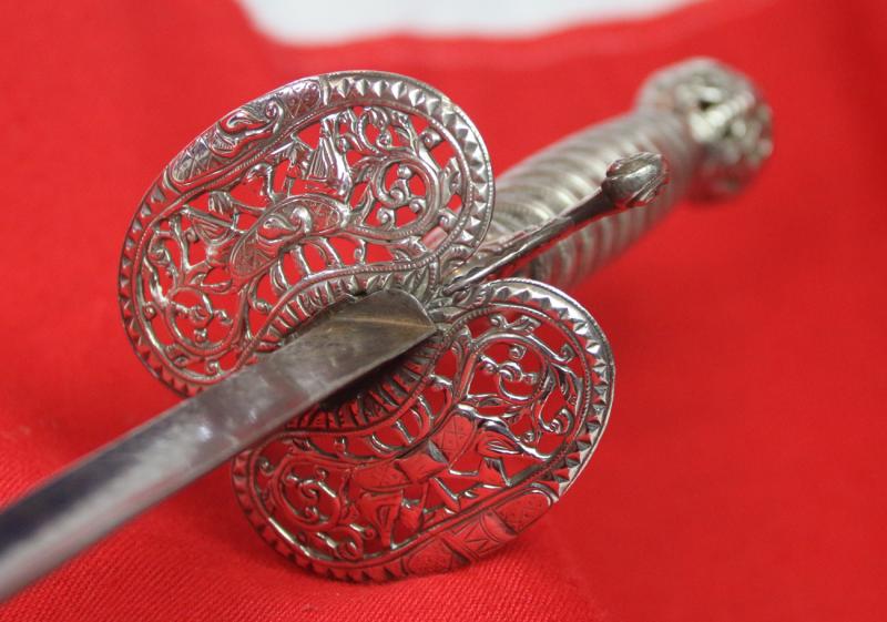 A Magnificent 18th Century Anglo French Indian War To Revolution Period All Silver Hilted Small Sword with Colichmarde Blade. Probably By William Kinman. A Stunning Museum Piece, A Near Pair to General George Washington's Sword in Amazing Condition