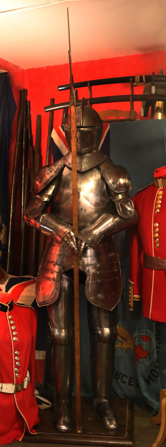 A Beautiful Full Suit of 16th Century Tudor Style Knight’s Historismus Plate Hall Armour with Halbeard Polearm. Fully Leather Strapped & Buckled So Likely, and Potentially, Wearable