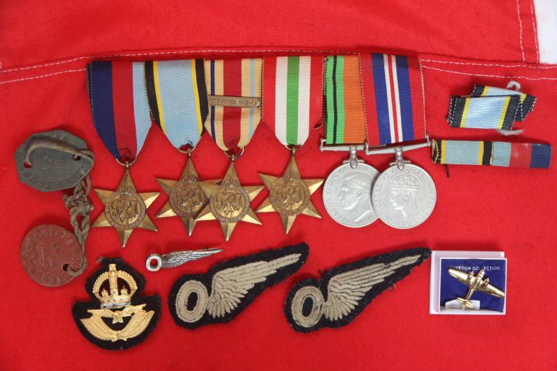Aircrew Europe Six Medal Group, With Africa Star and 1942-43 Bar, 13th Squadron Observer, Operation Jubilee, 19/8/1942, the Dieppe Raids, One of the Top Five Most Secret Operations of WW2 with His Observer Wing {x 2} Dog Tags, Cap Badge & Silver O Wing