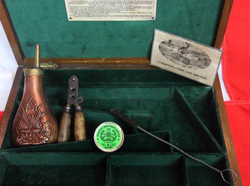 An Original US Civil War Remington New Model Army Revolver With Later Bespoke Antique Fitted Case, Flask & Tools. One Of the Most Iconic Revolvers Used During The US Civil War & Wild West Era.