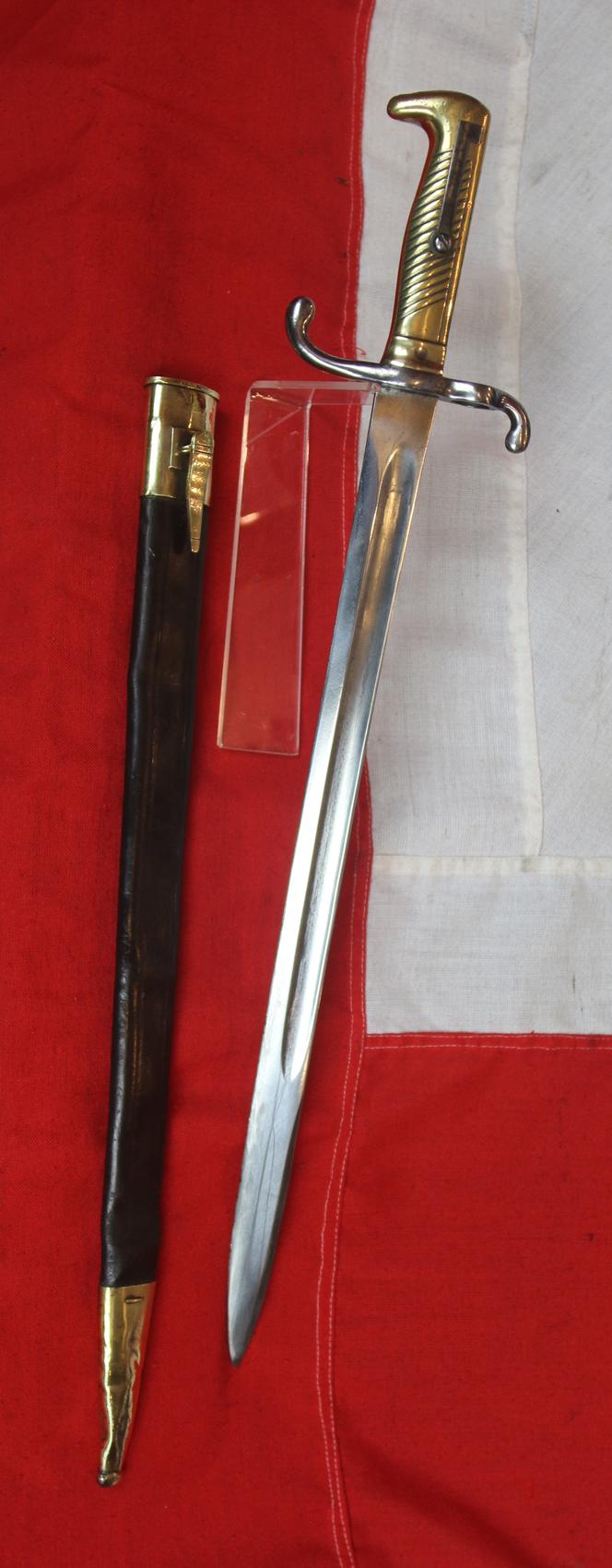 A Scarce Infanterie Seitengewehr Model 1871 Mauser Rifle Bayonet With Full Regimental Markings to Sword and Scabbard