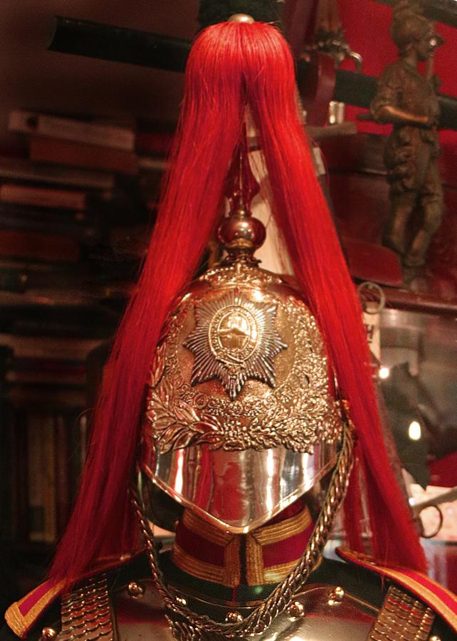 Vintage, Household Cavalry Dress Uniform. A Wonderful Helmet, Cuirass Armour, Tunic, White Leather Panteloons, Jack Boots with Spurs, Buff Hide & Cotton Riding Gauntlets Of The Royal Mounted Bodyguard of Her Well Beloved Late Majesty Queen Elizabeth IInd