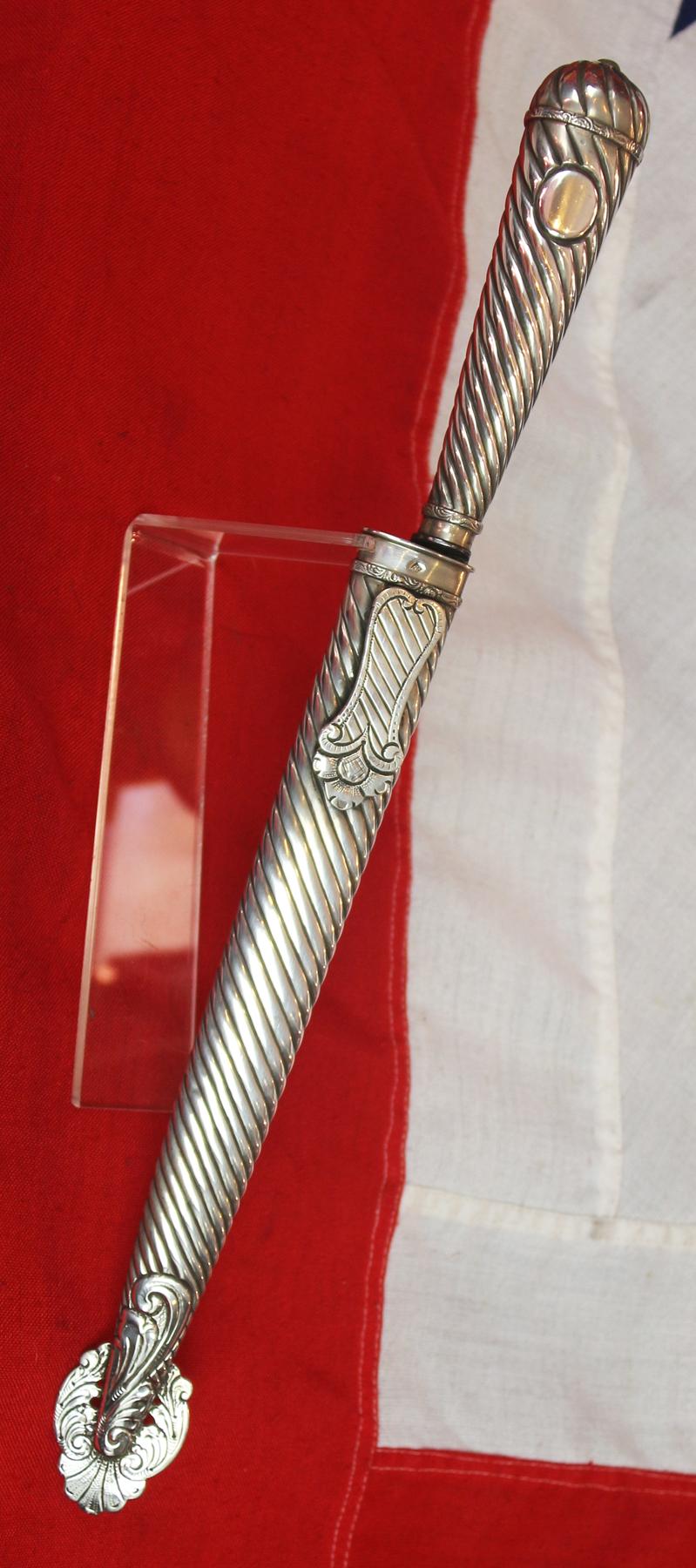 A Superb and Huge 19th Century Solid Hallmarked 800 Silver Mounted Gaucho Knife, By FRIED.HERDER ABR.SOHN SOLINGEN