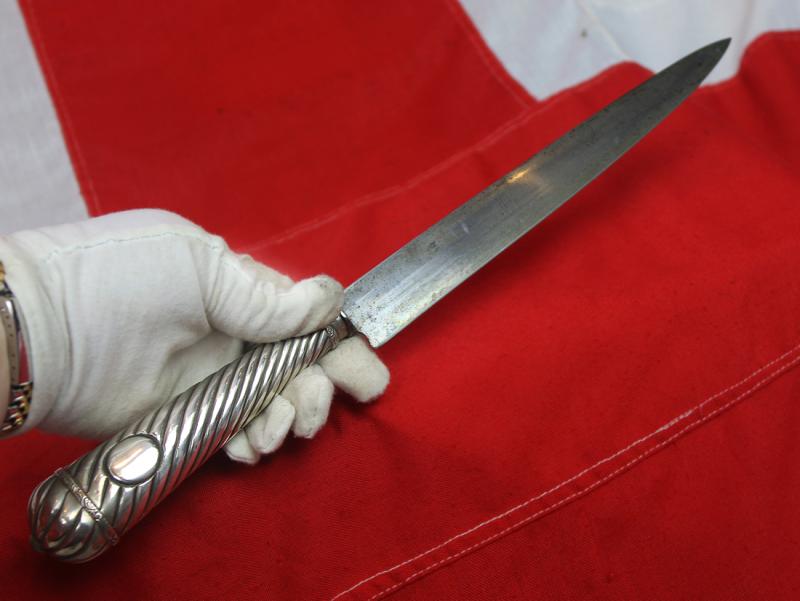 A Superb and Huge 19th Century Solid Hallmarked 800 Silver Mounted Gaucho Knife, By FRIED.HERDER ABR.SOHN SOLINGEN