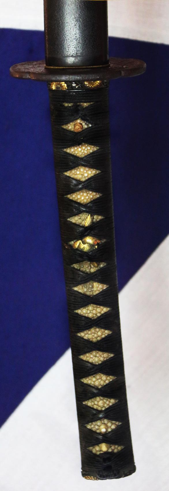 A Wonderful Late Koto to Early Shinto Period Samurai Katana In Superb Condition Circa 450 Years Old. Superb Original Full Suite of Original Edo Koshirae, Including Gold and Shakudo Goto School Mounts & Signed Tsuba