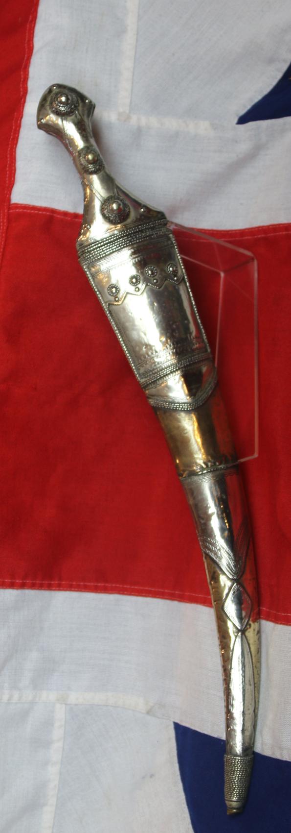 A Fine and Long, Saudi Arabian, Silver & Copper Alloy Dharia Jambiya 19th Century