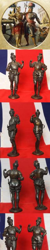 19th Century, Circa 1880, Victorian Period Classical Figures of Renaissance Knights or the Founders of the Landsknechte Knight Mercenaries