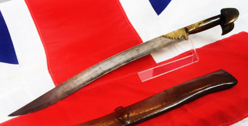 A Most Fine 18th to Early 19th Century Ottoman Empire Jannisaries Yatağan Sword, Carved Horn 'Eared' Hilt & Original Hide Covered Wooden Combat Scabbard