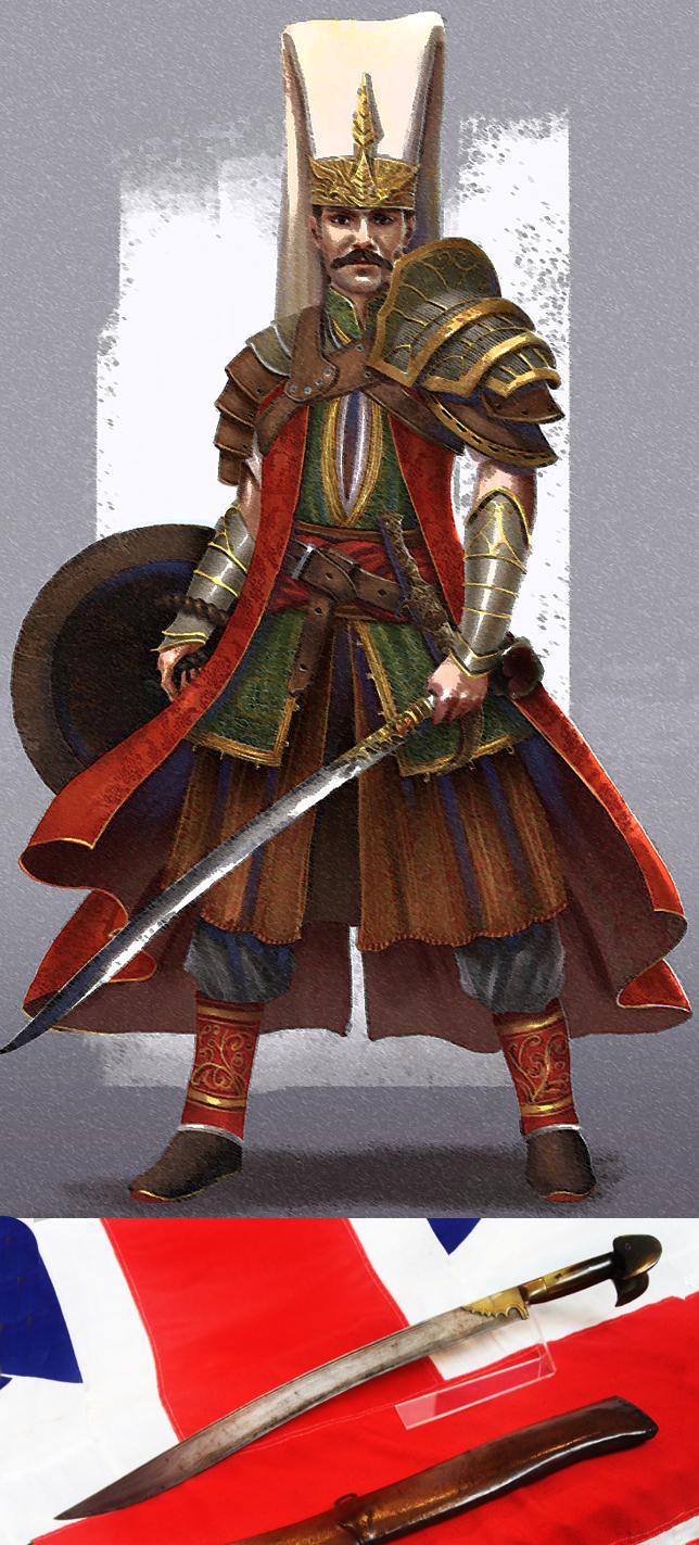 A Most Fine 18th to Early 19th Century Ottoman Empire Jannisaries Yatağan Sword, Carved Horn 'Eared' Hilt & Original Hide Covered Wooden Combat Scabbard