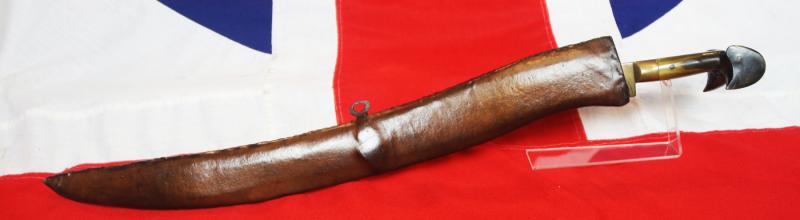 A Most Fine 18th to Early 19th Century Ottoman Empire Jannisaries Yatağan Sword, Carved Horn 'Eared' Hilt & Original Hide Covered Wooden Combat Scabbard
