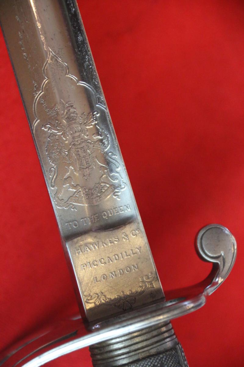 An Exceptional 1821 Pattern Victorian British Cavalry Officer's Combat Sabre By Hawkes & Co. Piccadilly. Fully Etched Deluxe Quality Blade. The Regulation Pattern Used in the 'Charge of the Light Brigade' in the Crimean War.