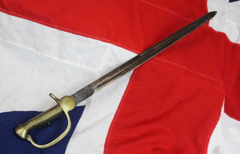 An 1801 Pattern Baker Rifle Sword {Bayonet}. Brass D Hilt & Single Edged Long Sword Blade