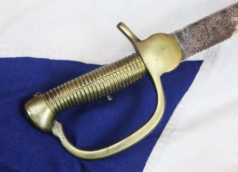 An 1801 Pattern Baker Rifle Sword {Bayonet}. Brass D Hilt & Single Edged Long Sword Blade