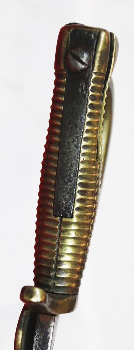 An 1801 Pattern Baker Rifle Sword {Bayonet}. Brass D Hilt & Single Edged Long Sword Blade