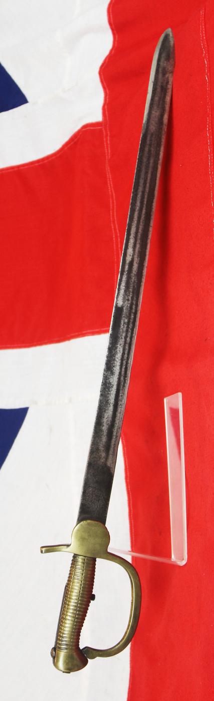 An 1801 Pattern Baker Rifle Sword {Bayonet}. Brass D Hilt & Single Edged Long Sword Blade