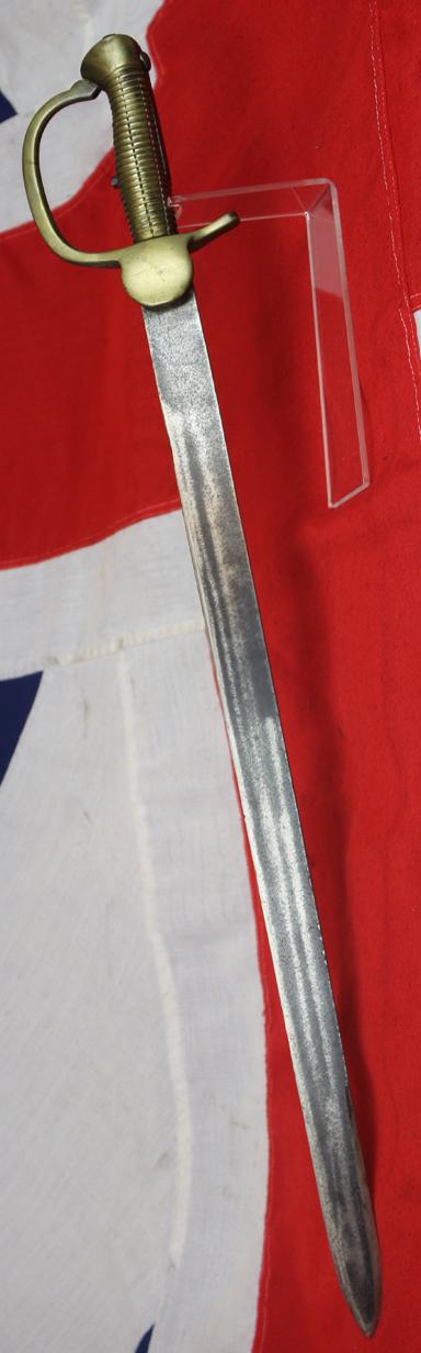 An 1801 Pattern Baker Rifle Sword {Bayonet}. Brass D Hilt & Single Edged Long Sword Blade