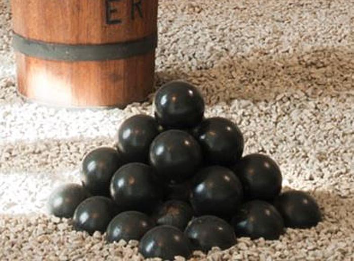 One Amazing {of Two} 17th Century Iron Cannon Balls From 'Queen Elizabeth's Pistol', A 24 Foot Long Basilisk Cannon. The Cannon Balls Were Found in the 19th Century. A Fabulous Relic From 'The Siege of Hull' During the English Civil War