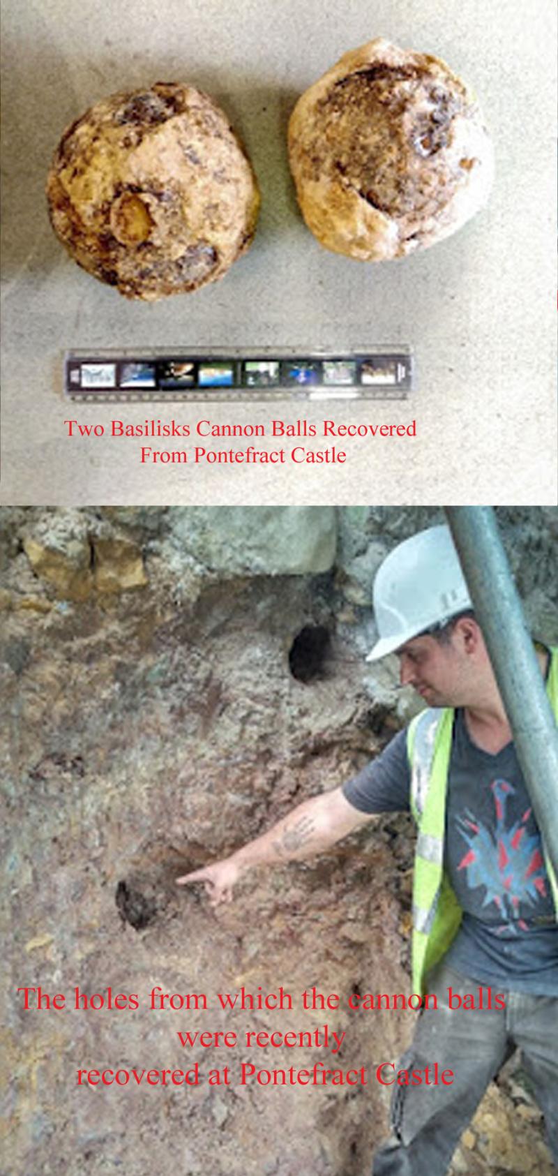 One Amazing {of Two} 17th Century Iron Cannon Balls From 'Queen Elizabeth's Pistol', A 24 Foot Long Basilisk Cannon. The Cannon Balls Were Found in the 19th Century. A Fabulous Relic From 'The Siege of Hull' During the English Civil War