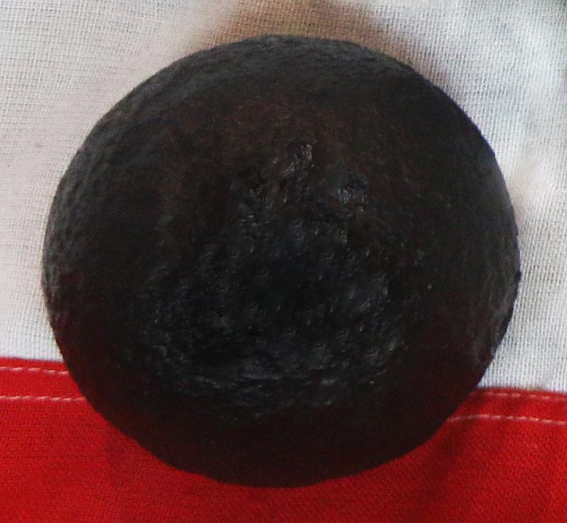 One Amazing {of Two} 17th Century Iron Cannon Balls From 'Queen Elizabeth's Pistol', A 24 Foot Long Basilisk Cannon. The Cannon Balls Were Found in the 19th Century. A Fabulous Relic From 'The Siege of Hull' During the English Civil War