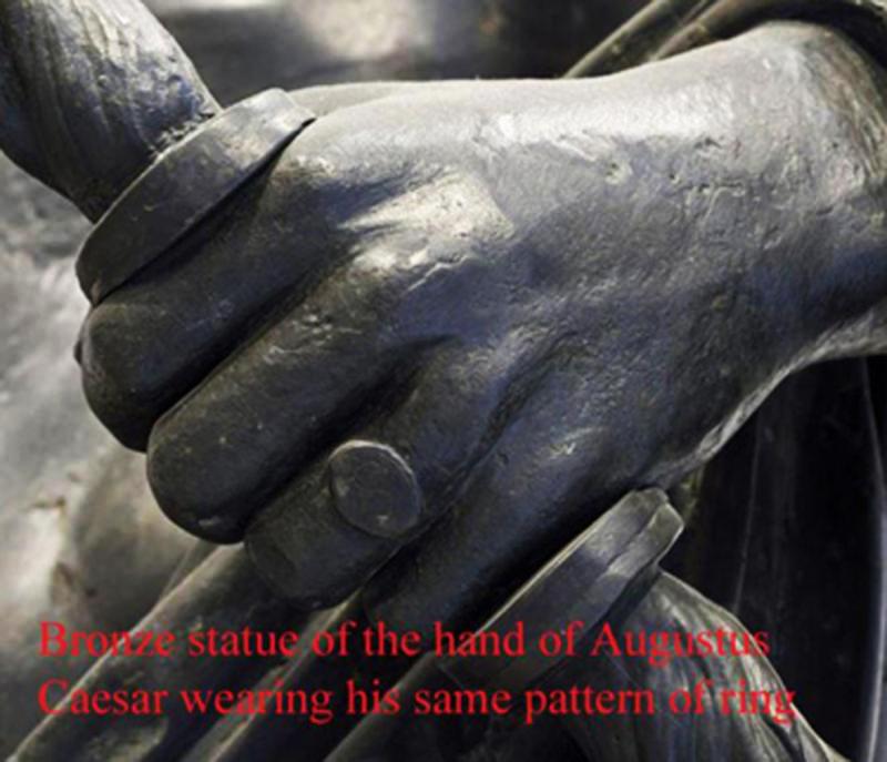 A Superb Roman 1900-2000 Year Old 'Status' Seal Ring, Intaglio, Stylized Engraved, with a Mythological Scene of The Pheonix In Flight. From The Time Of the Divine Augustus, The First Emperor of Rome