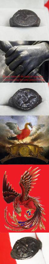 A Superb Roman 1900-2000 Year Old 'Status' Seal Ring, Intaglio, Stylized Engraved, with a Mythological Scene of The Pheonix In Flight. From The Time Of the Divine Augustus, The First Emperor of Rome