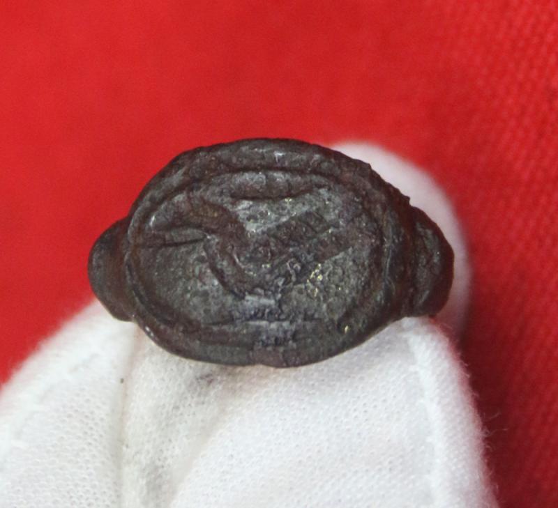 Roman Ist Century AD Hippocampus Intaglio Engraved Bronze 'Status' Ring. Around 2000 Years Old. From The Time Of the Divine Augustus, The First Emperor of Rome