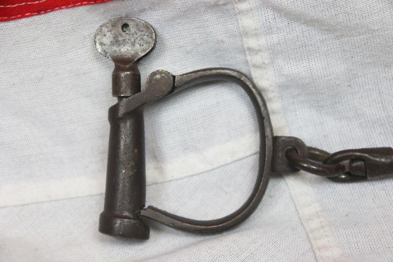 Victorian Police 'Jack the Ripper' Era Type Handcuffs or 'Derby's' & Original Oval Flat Key