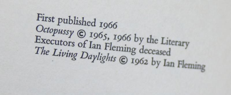 1st Edition James Bond, Octopussy & The Living Daylights, by Ian Fleming