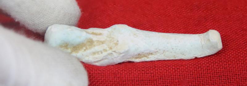 An Original Ancient Egyptian Shabti, An Afterlife Tomb Figure Servant of An Egyptian Mummy, Pale Blue-Glazed Faience 664 to 332 BC