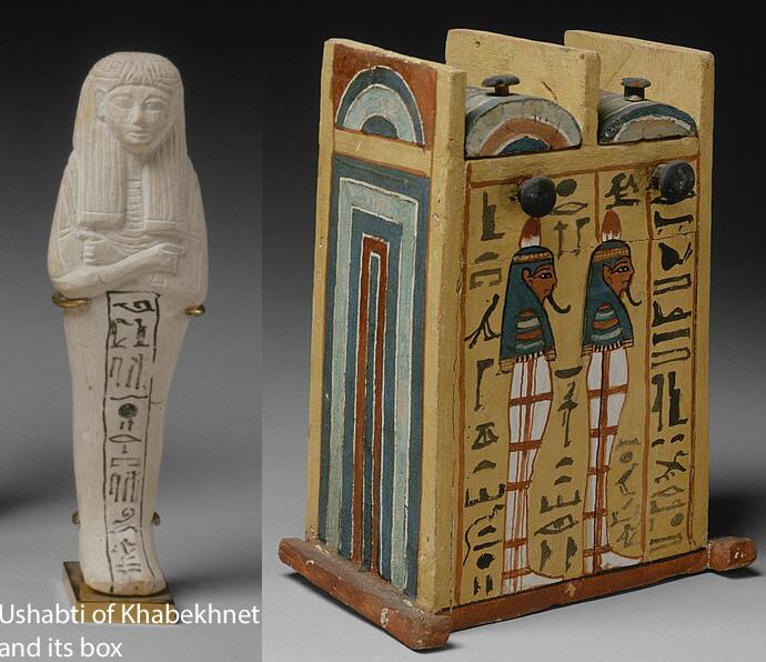 An Original Ancient Egyptian Shabti, An Afterlife Tomb Figure Servant of An Egyptian Mummy, Pale Blue-Glazed Faience 664 to 332 BC