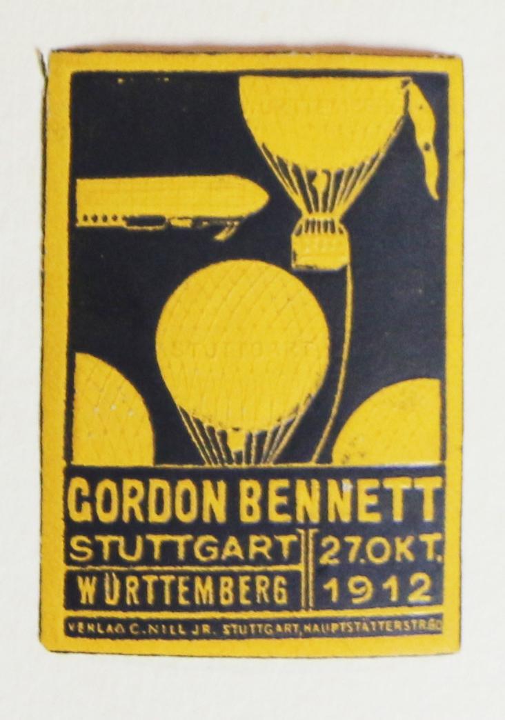 Germany 1912 Gordon Bennett Zeppelin Airship Flight, 12 Poster Vignette Cinderella Stamps