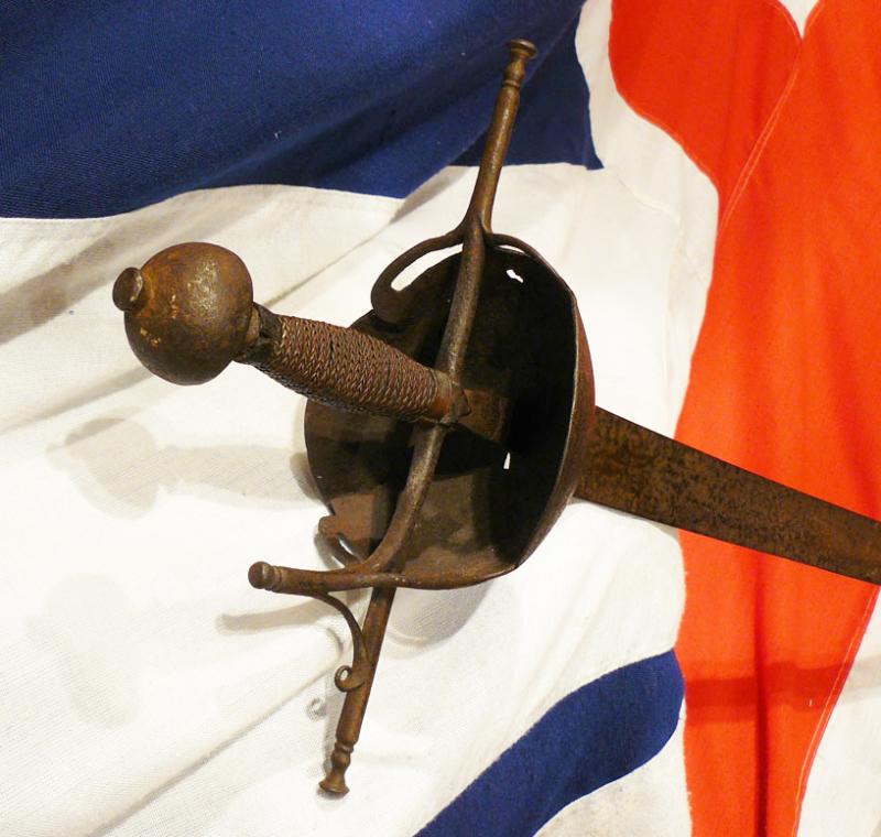 A Most Rare, Original Spanish Heavy Dragoon Cup Hilt Sword of the Napoleonic War Peninsular Campaign. An I8th Century or Earlier Form Spanish Rapier Hilt With a British 1796 Heavy Cavalry Ordnance Stamped Hadley Contract Blade