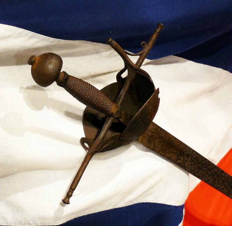 A Most Rare, Original Spanish Heavy Dragoon Cup Hilt Sword of the Napoleonic War Peninsular Campaign. An I8th Century or Earlier Form Spanish Rapier Hilt With a British 1796 Heavy Cavalry Ordnance Stamped Hadley Contract Blade