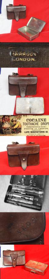 A Superb, WW1, British Officer's Field Service, Harrods 'Kit' Named 'A Welcome Present for Friends At the Front,'. Trench Warfare Pharmaceuticals Case for Morphine, Heroin & 7% Solution Cocaine From Harrods Department Store {Now Empty!}