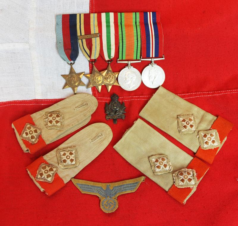 A 1st Army Intelligence Corps HQ General Staff Officer Medal Group of the British Army 'Desert Rats', With His Slip On Eppaulettes and Cap Badge