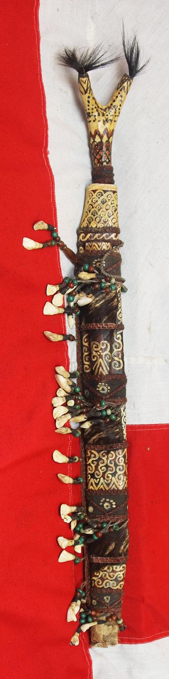 A Dyak Of Borneo, Tribesman's Mandau. A Tribal Head Hunter's Sword, From Kalimantan Island