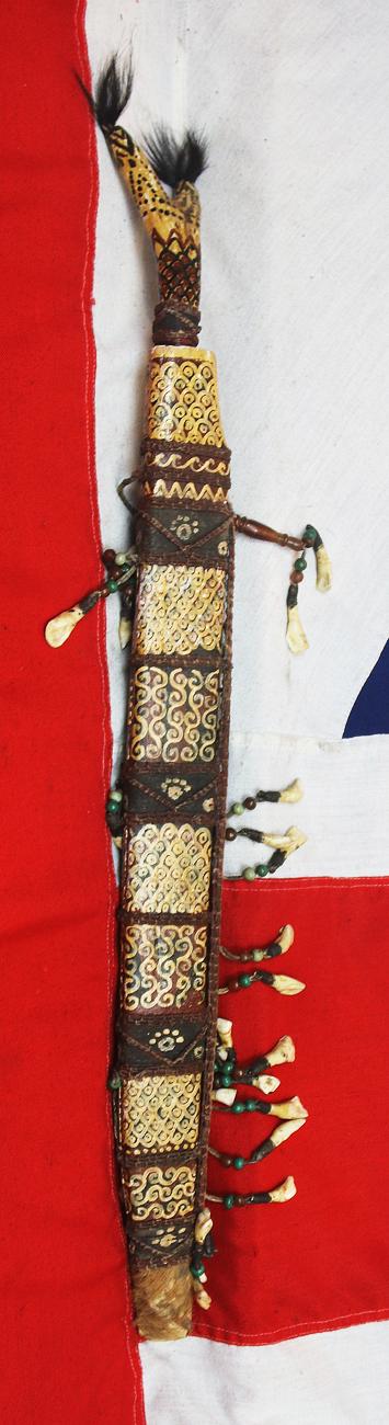 A Dyak Of Borneo, Tribesman's Mandau. A Tribal Head Hunter's Sword, From Kalimantan Island