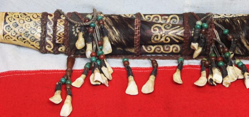 A Dyak Of Borneo, Tribesman's Mandau. A Tribal Head Hunter's Sword, From Kalimantan Island